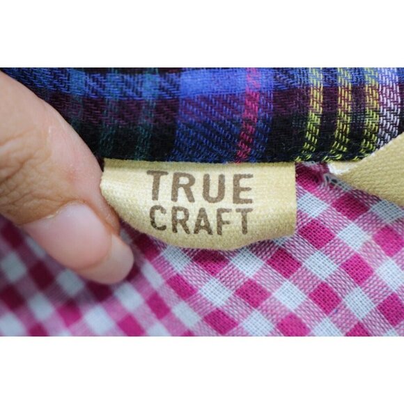 True Craft Gauzy Long Sleeve Plaid Button Up Dress-Size Large-Beaded - Picture 5 of 8